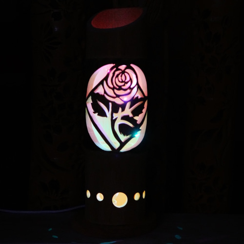 癒しの竹灯り　〜〜華の影〜〜　その日の気分で２つの美しさが楽しめる 竹灯り・竹灯籠・竹ランプ 〜〜薔薇の窓〜〜その日の気分で2