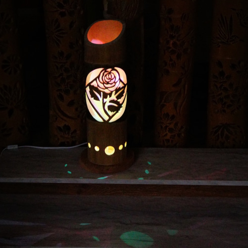 竹灯り・竹灯籠・竹ランプ 〜〜薔薇の窓〜〜その日の気分で2