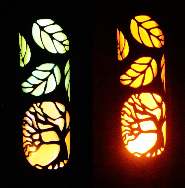 竹灯り・竹灯籠・竹ランプ　〜〜変化の木〜〜　その日の気分で２つの美しさが楽しめる