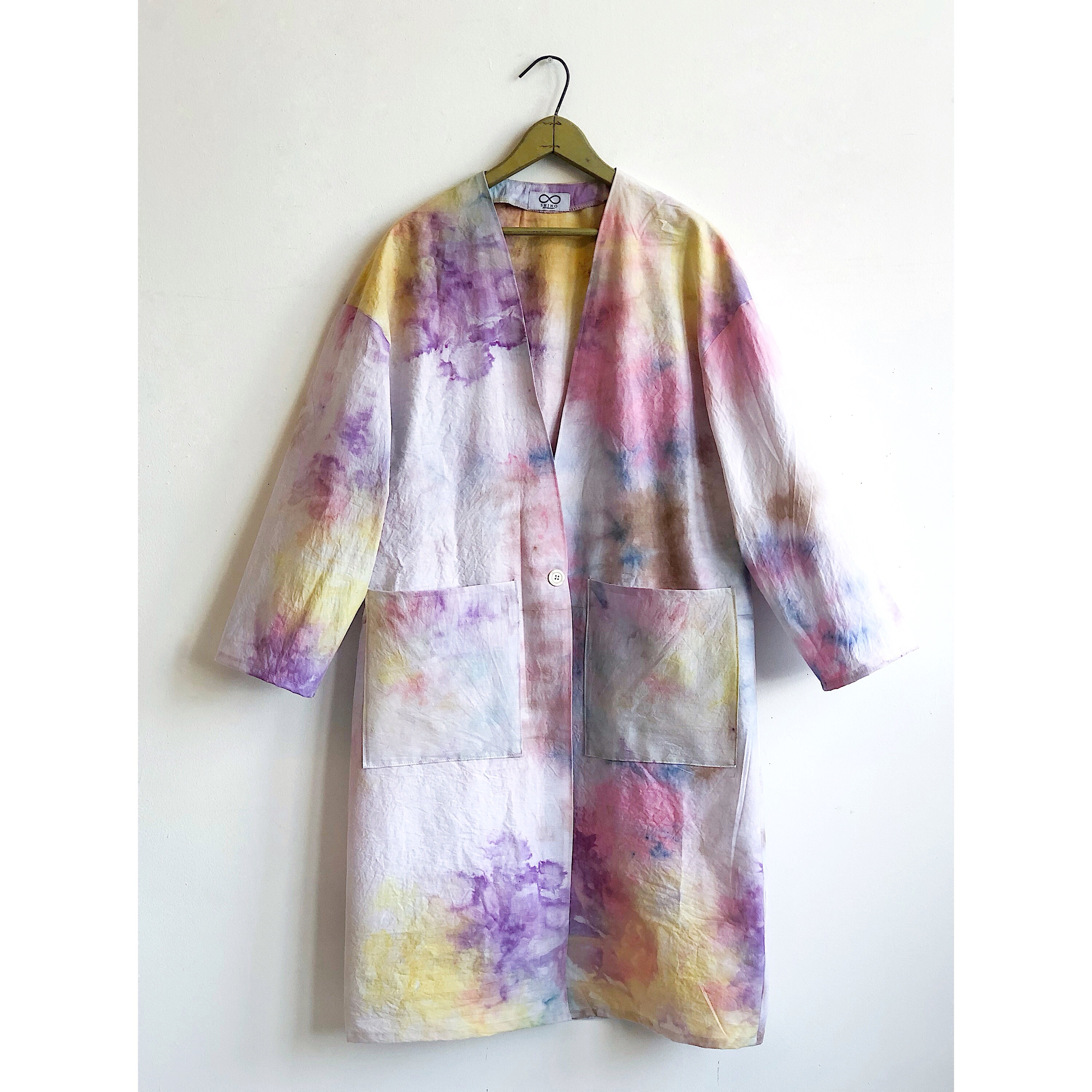 手染めオーロラカラー襟なしロングコート 13,680円