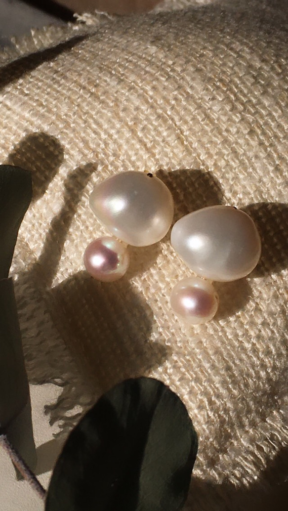 Baroque pearl “W”pierces & earrings 1枚目の画像