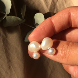 Baroque pearl “W”pierces & earrings 2枚目の画像