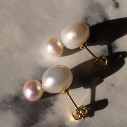 Baroque pearl “W”pierces & earrings 3枚目の画像