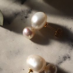 Baroque pearl “W”pierces & earrings 4枚目の画像