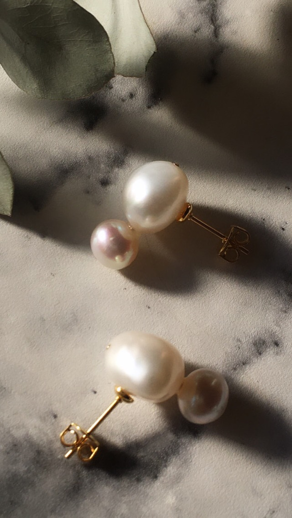 Baroque pearl “W”pierces & earrings 4枚目の画像