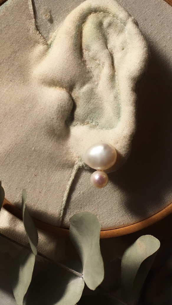 Baroque pearl “W”pierces & earrings 5枚目の画像