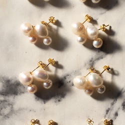 Baroque pearl “W”pierces & earrings 6枚目の画像