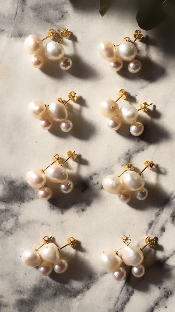 Baroque pearl “W”pierces & earrings 6枚目の画像