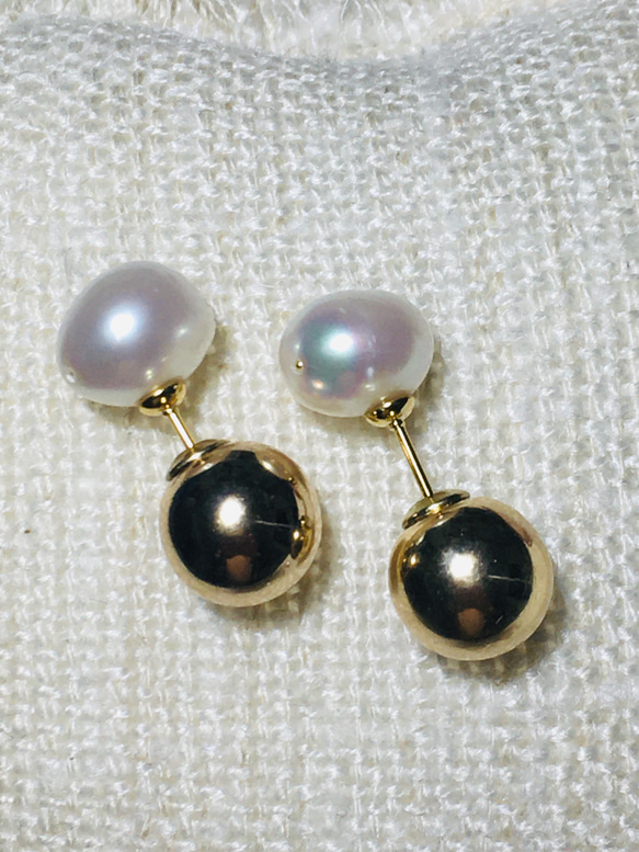 Baroque pearl,bicolor pierces 1枚目の画像