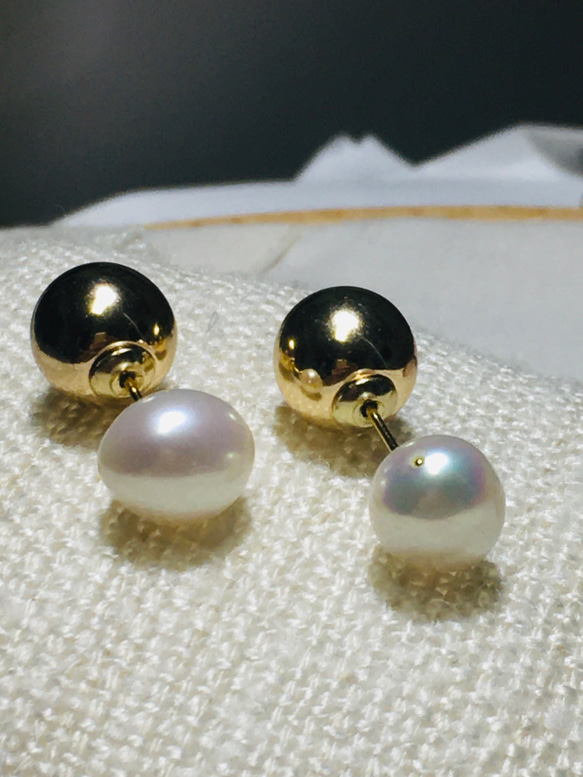 Baroque pearl,bicolor pierces 2枚目の画像