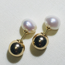 Baroque pearl,bicolor pierces 3枚目の画像