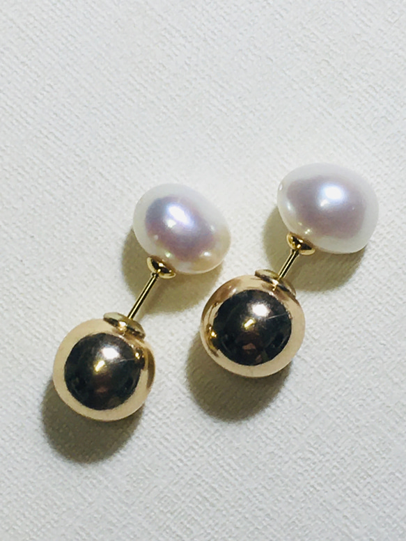 Baroque pearl,bicolor pierces 3枚目の画像