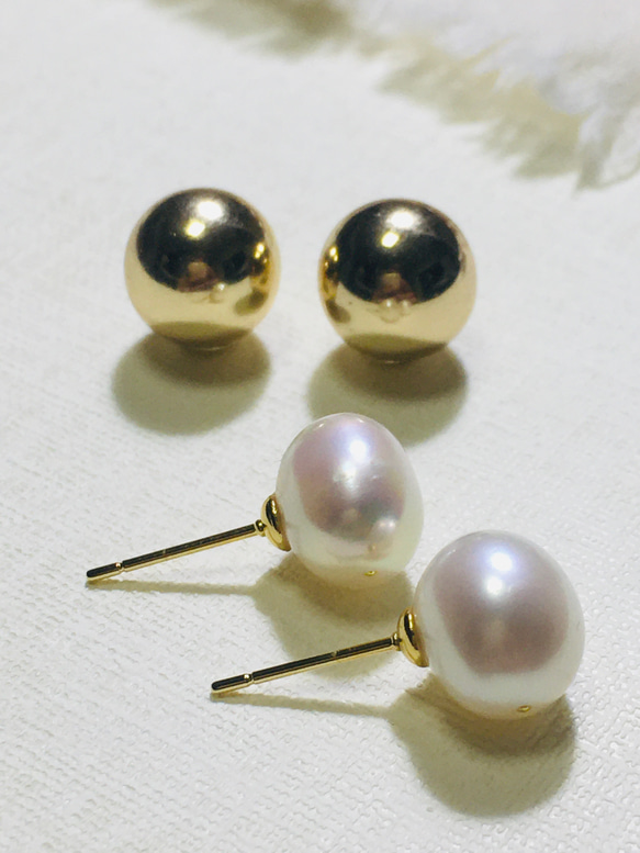 Baroque pearl,bicolor pierces 4枚目の画像