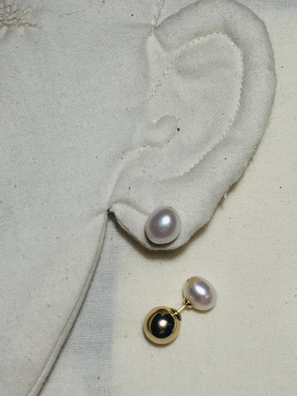 Baroque pearl,bicolor pierces 5枚目の画像