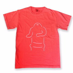 古代シリーズ＊ゆるい埴輪Tシャツ（蛍光オレンジ） 1枚目の画像