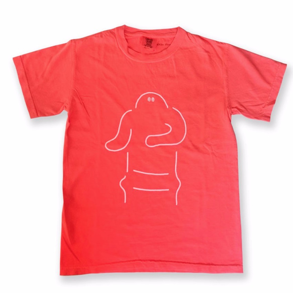 古代シリーズ＊ゆるい埴輪Tシャツ（蛍光オレンジ） 1枚目の画像