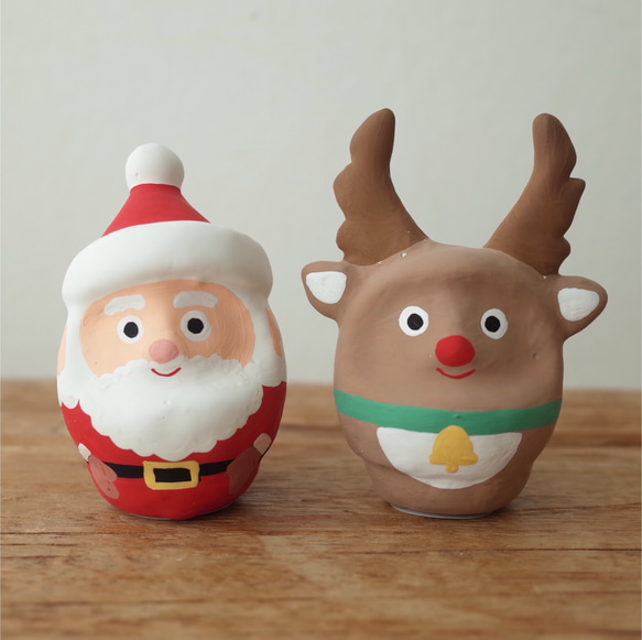 サンタ&トナカイ だるまセット その他インテリア雑貨 カマクラ張子
