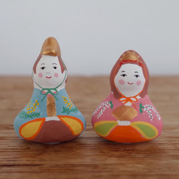 豆雛人形セット ブルー ピンク その他インテリア雑貨 カマクラ張子