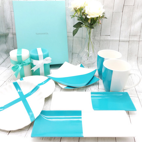 ティファニー　ブルーリボン　食器セット ティファニーブルー ハンドメイド 食器8点セット ティファニー