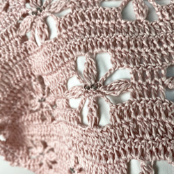 手編みサマーニットセーター（ピンク・ビーズつき） 2枚目の画像