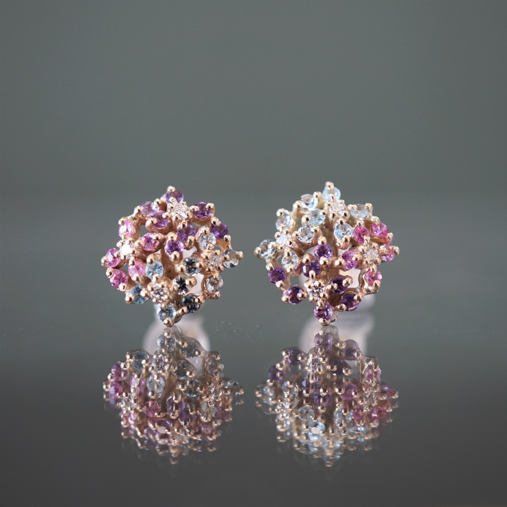 【受注製作】K10YG　紫陽花のピアス