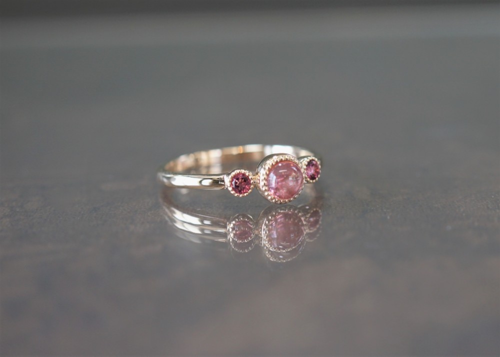 【受注製作】K10YG　カボションピンクトルマリンリング
