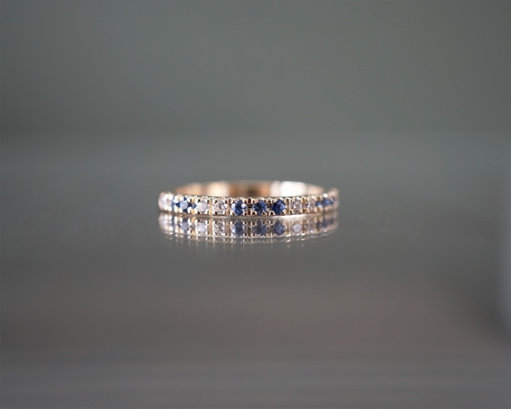 【受注製作】K10YG　ブルーサファイア×ダイヤモンドリング