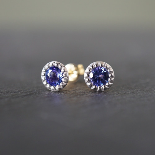受注製作】PT950×K18YG タンザナイト ピアス ピアス（スタッド・一粒  