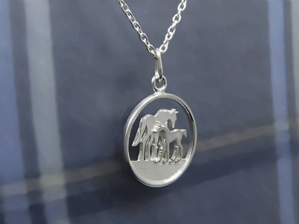 親と仔のラウンドペンダント（950シルバー　626PNS C4 ）