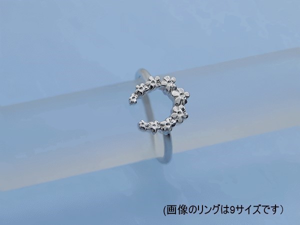 小さな花を蹄鉄型に並べたリング（950シルバー  582-2RGS A18）