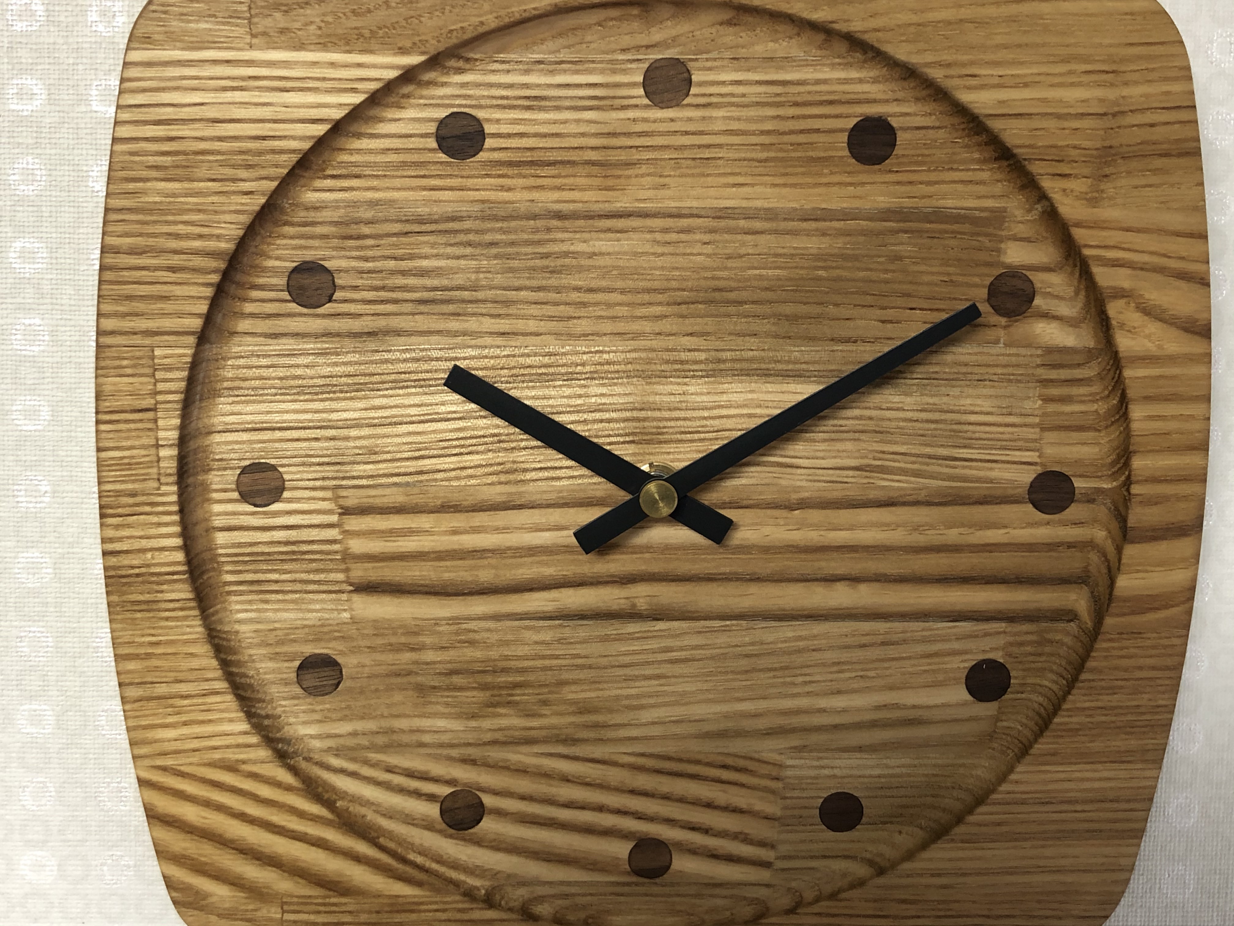 Rounded Square Wall Clock "J Ash" タモ集成材　[現品] ウォールクロック　壁掛け時計