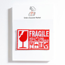 取扱注意！！ FRAGILE！！  2WAYS！刺繍のアイロンワッペン＆ステッカー スマホケースにも！ 2枚目の画像