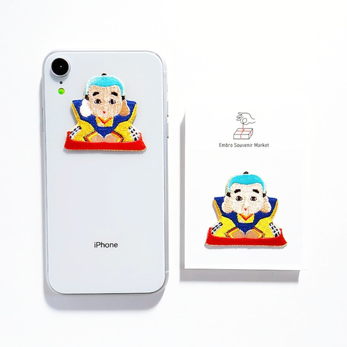 商売繁盛！叶 福助さん 2WAYS！刺繍のアイロンワッペン＆ステッカー