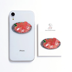 上カルビの 焼肉 の 2WAYS！刺繍のアイロンワッペン＆ステッカー スマホケースにも！ 1枚目の画像