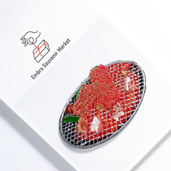 上カルビの 焼肉 の 2WAYS！刺繍のアイロンワッペン＆ステッカー スマホケースにも！ 5枚目の画像