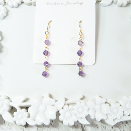 no.3885　アメジストのピアス/イヤリング　天然石ピアス no.3885アメジストのピアス/イヤリング天然石ピアス