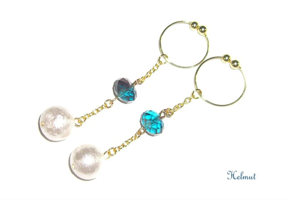 Swarovski burgundy blue zircon blend and Cotton pearl 2枚目の画像