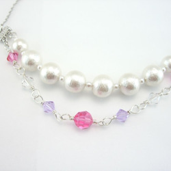 Cotton pearl and Swarovski necklace 2枚目の画像