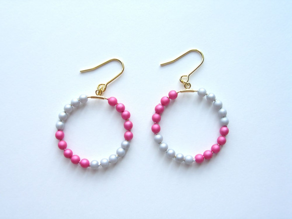 Pink＆Gray pierced earring 1枚目の画像