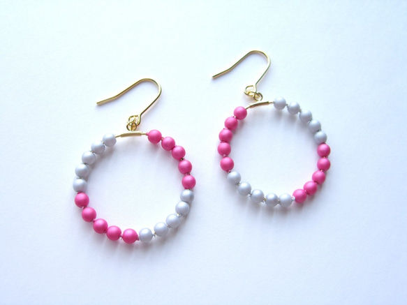 Pink＆Gray pierced earring 2枚目の画像