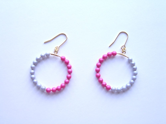 Pink＆Gray pierced earring 3枚目の画像