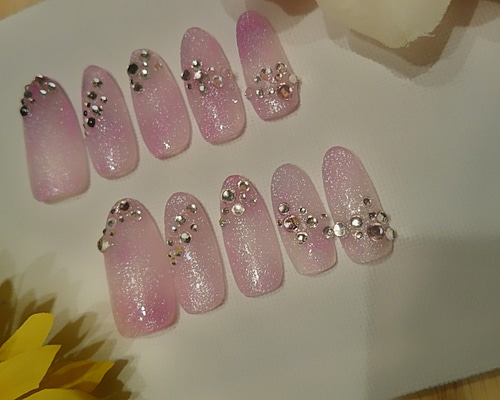 アクリルスカルプ♡パールピンクマーブル♡2.5cm ネイルチップ
