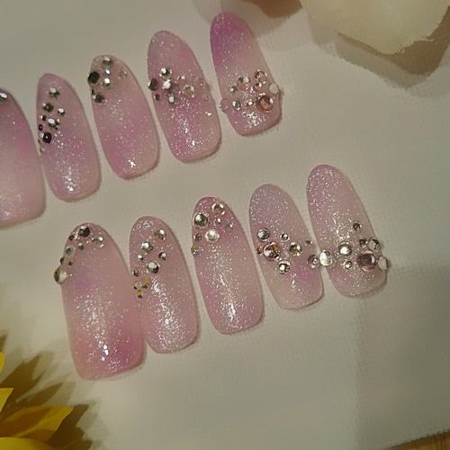 アクリルスカルプ♡パールピンクマーブル♡2.5cm ネイルチップ（つけ爪