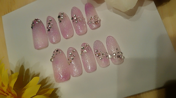 アクリルスカルプ♡パールピンクマーブル♡2.5cm ネイルチップ