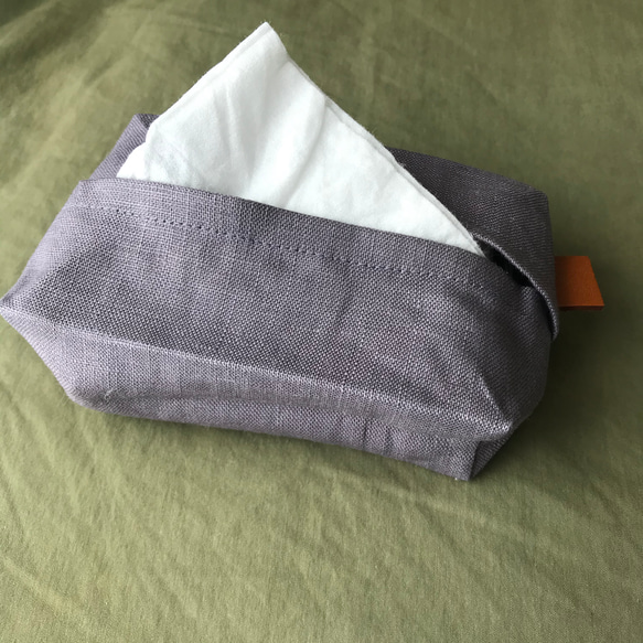リネンの携帯ティッシュケース・パープル リネンの携帯ティッシュケース・パープル