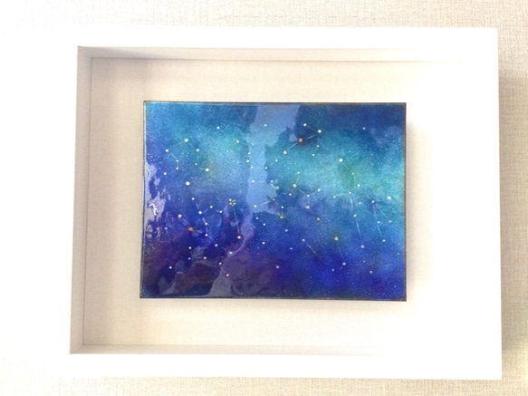 【新作2021】星座BOX(L)-A  一点もの　七宝焼　七宝絵画　アート　インテリア　星座　宇宙 1枚目の画像