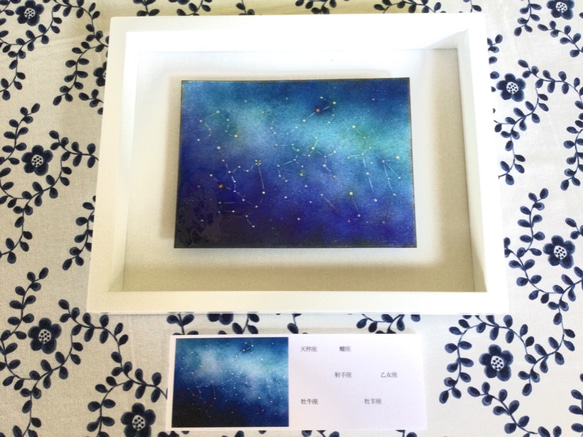 【新作2021】星座BOX(L)-A  一点もの　七宝焼　七宝絵画　アート　インテリア　星座　宇宙 2枚目の画像