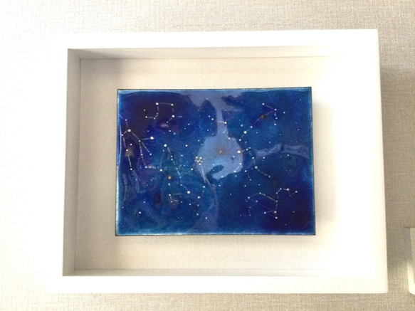 【新作2021】星座BOX(L)-D  一点もの　七宝焼　七宝絵画　アート　インテリア　星座　宇宙 1枚目の画像