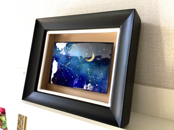 【新作2021】星座BOX(M)-G  一点もの　七宝焼　七宝絵画　アート　インテリア　星座　宇宙 2枚目の画像