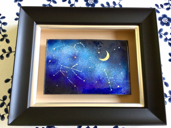 【新作2021】星座BOX(M)-G  一点もの　七宝焼　七宝絵画　アート　インテリア　星座　宇宙 4枚目の画像